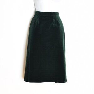 vintage 70s pencil skirt forest green high waisted knit velvet midi ACT III S